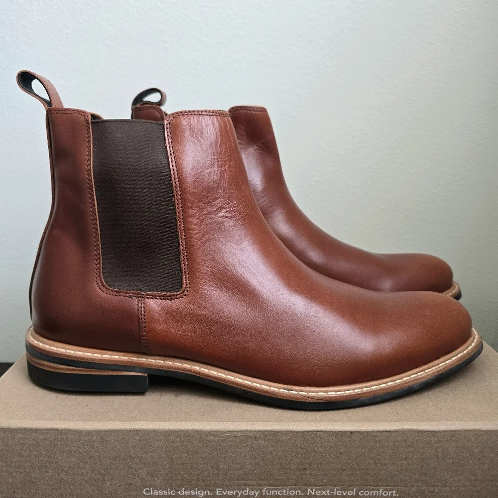 Nisolo Mens Leather All Weather Brandy‎ Classic Chelsea Boots Brown Size 12